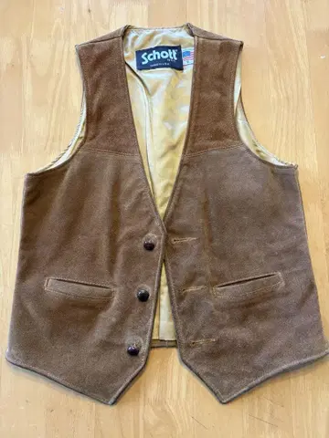 Schott 스웨이드 베스트 S 브라운