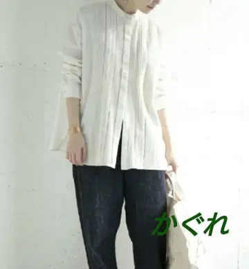 카구레 밴드 카라 핀턱 코튼 셔츠