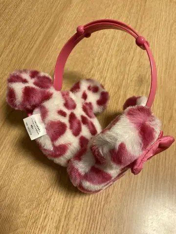 디즈니 미니 레오파드 무늬 귀도리 핑크