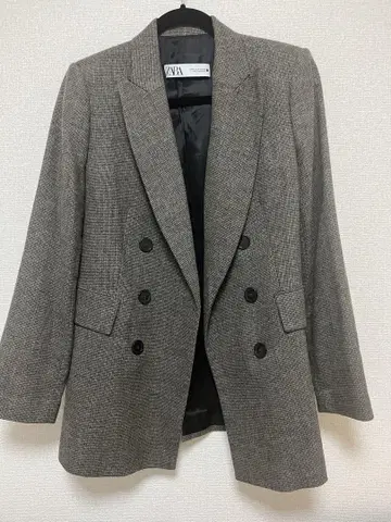 ZARA 그레이 더블 브레스트 테일러드 자켓