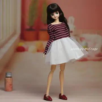 msdr-24-4995 와인색 보더 벌룬 슬리브 원피스 momoko