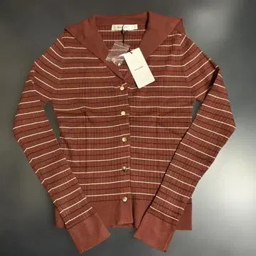 MOUSSY 세일러 카라 스트라이프 패턴 가디건