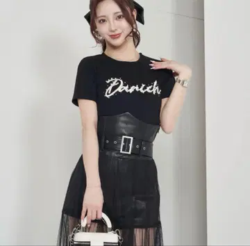 darich 다리치 자수 펄 T셔츠 블랙