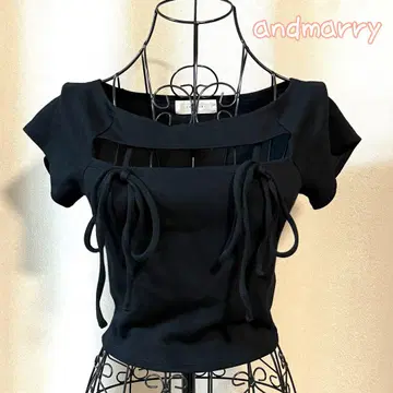 andmary 베베 리본 상의 블랙