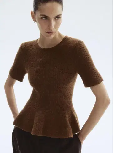 H&M 페플럼 니트 RIB-KNIT PEPLUM TOP S 사이즈