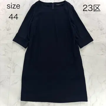 빅 사이즈 23구 트리아세테이트 7부 소매 원피스 네이비 44