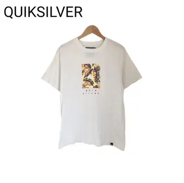 QUIKSILVER 티셔츠 프린트 보타니컬 둥근넥 화이트 반팔 S