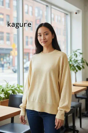 kagure 린넨 쿨 넥 풀오버