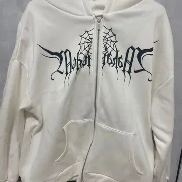 스파이더 웹 프린트 화이트 후드티