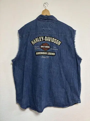 HARLEY-DAVIDSON 데님 베스트 빅 로고 자수 XXXL 사이즈