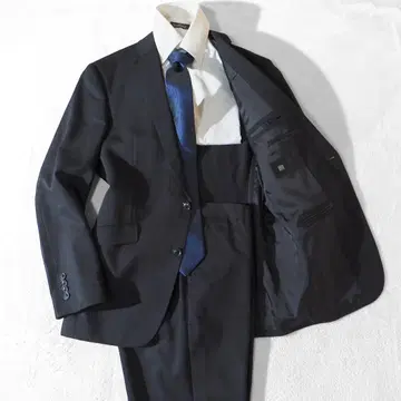 정장 셀렉트 남성용 수트 블랙 검정 스트라이프 울 2버튼 남성용 L