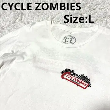 Cycle zombies 체크 무늬 깃발 로고 T셔츠 L