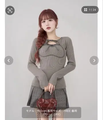 Darich 포인트 체크 니트 미니 원피스