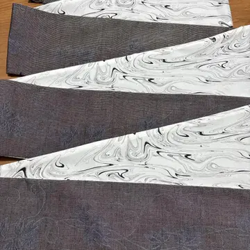 헤코비 코튼 먹 흘림 x 오시마 명주 핸드메이드 부드러운 반폭 오비