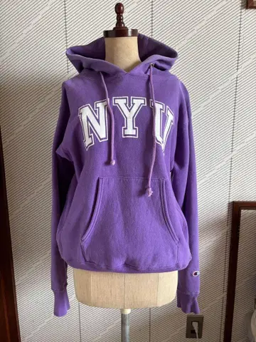 NYU 퍼플 후드 부착 후드티