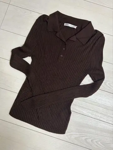 ZARA 자라 리브 니트 폴로 칼라 스웨터 M 사이즈