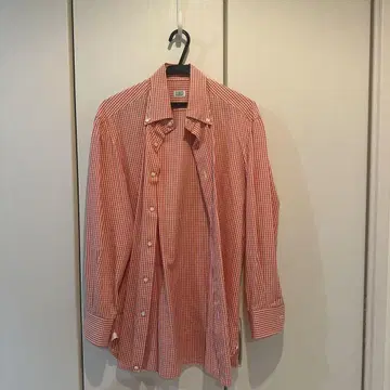 LIVERANO & LIVERANO 긴팔 셔츠 오렌지 화이트 체크