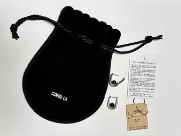 [ 새상품 ] COMME CA 실버 후프 귀걸이 블랙볼