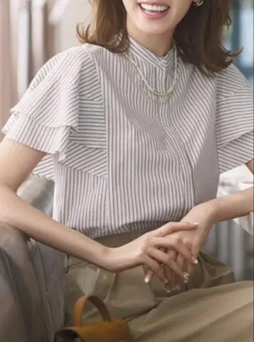 쿠미쿄쿠 코튼 레이온 샤팅 블라우스 L