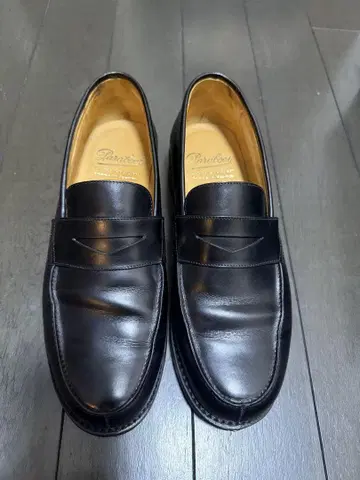 새상품급 Paraboot Adonis 블랙 가죽 로퍼 6.5