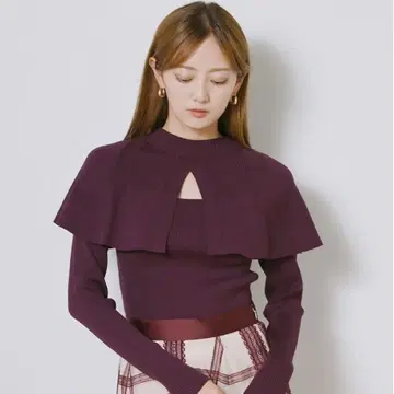 SNIDEL 케이프 니트 풀오버 보르도