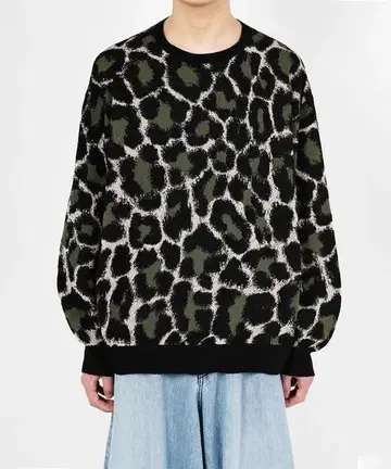 LAD MUSICIAN Leopard Crew Neck Pullover