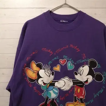 90s Vintage 미키 미니 프린트 트레이닝복 퍼플