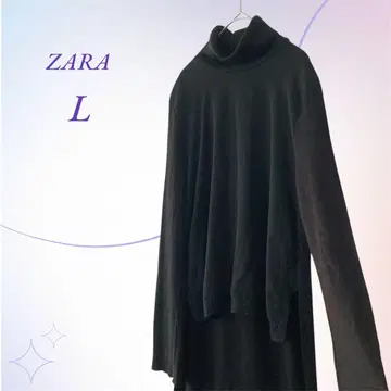 ZARA 백롱 이소재 니트 터틀넥 블랙 라메
