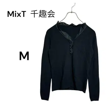 MixT 센슈카이 프릴 옷깃 티셔츠 M 블랙 오피스용 외출용