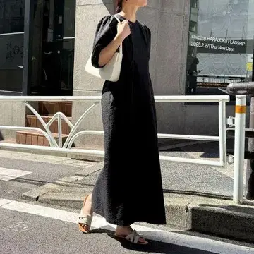 레이디 & 글로스터 코튼 립 웨이스트 쉐이프 원피스