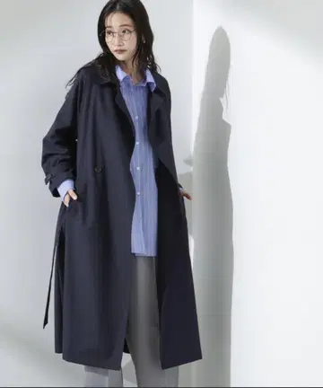 NANO universe 발수 & 꽃가루 가드 트렌치코트 네이비