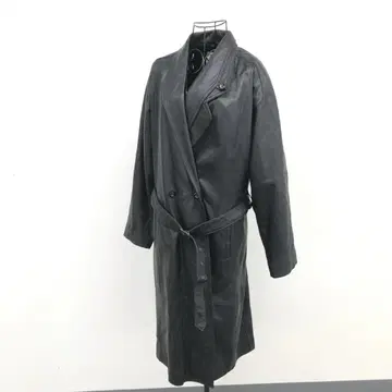 BUCI 가죽 코트 아우터 블랙 롱 기장 양가죽 심플 무지 벨트 포함