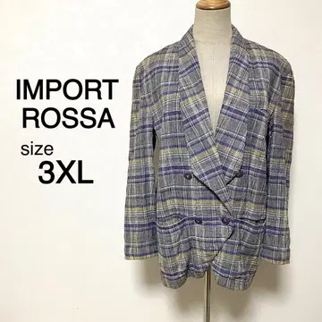 IMPORT ROSSA 퍼플 컬러 체크 무늬 더블 버튼 자켓