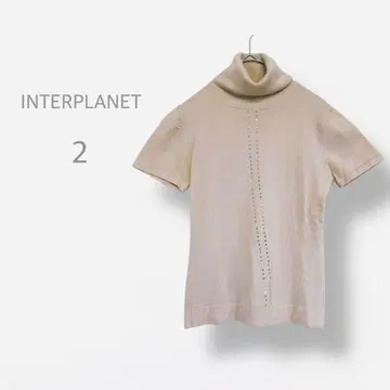 [ INTERPLANET ] 터틀넥 반팔 니트 비쥬 울 워셔블