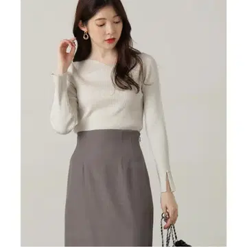 택 포함 새상품! PBD 뉴앙스 라메 리브 니트 그레이 라메