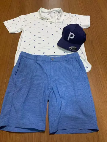 PUMA 골프 피케 셔츠 숏팬츠 캡 세트 XL