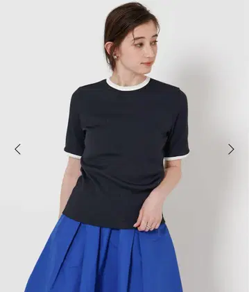 UNITED ARROWS 리브 바이컬러 파이핑 T셔츠