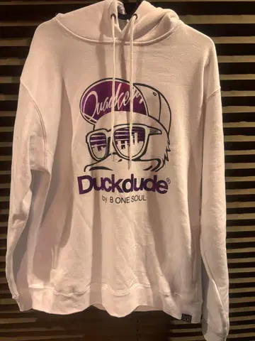 Duckdude 화이트 후드티 L 사이즈 택 포함