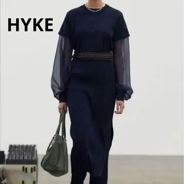 HYKE 시어 슬리브 니트 네이비 하이크
