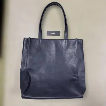손네 가죽 토트백 네이비