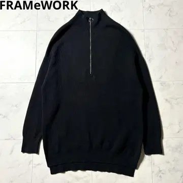 FRAMeWORK 코튼 탄력 하프 지퍼 풀오버 니트 스웨터