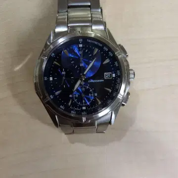 SEIKO 와이어드 크로노그래프 손목시계 블루/실버