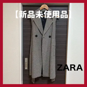 ZARA 하운드 투스 체크 롱 베스트
