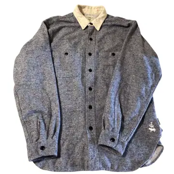 Naturalbicycle 원 포인트 자수 긴팔 셔츠 그레이 빅 XL