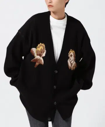 Chica 엔젤 니트 가디건 오버 사이즈 블랙 프리