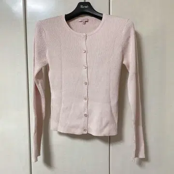 토카 핑크 컬러 실크 리브 가디건