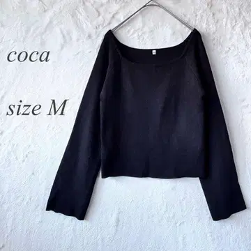 coca 긴팔 플레어 슬리브 니트 M 블랙 목선 깔끔 무지 신축성 952