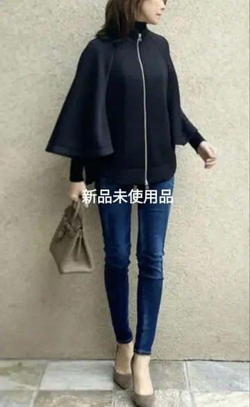 SYSORUS 스탠드 카라 집업 판초 블랙