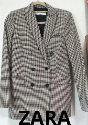 새상품급 ZARA 더블 브레스트 체크 자켓 XS