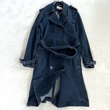 마이클코어스 데님 트렌치코트 M 인디고 벨트 포함 레어 롱